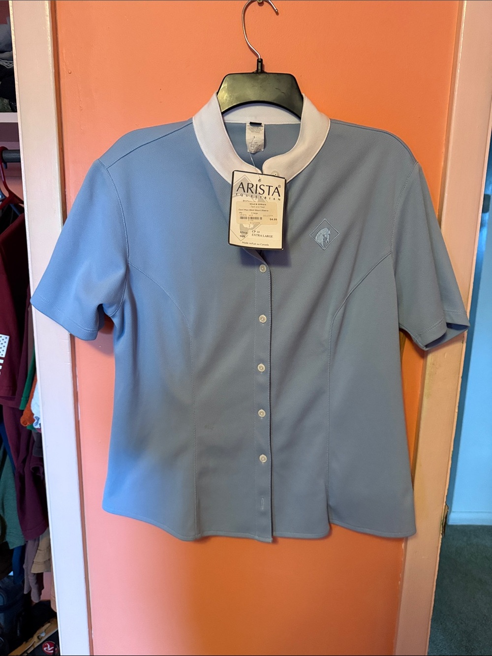 Arista Light Blue Short Sleeve Polo with White Collar